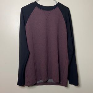 Orvis Maroon & Black Crew Neck Long Sleeve Shirt Rayon Blend Size Medium